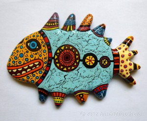Clay-fish-abstract-ethnic-motives-colored-home-decoration-3                                                  